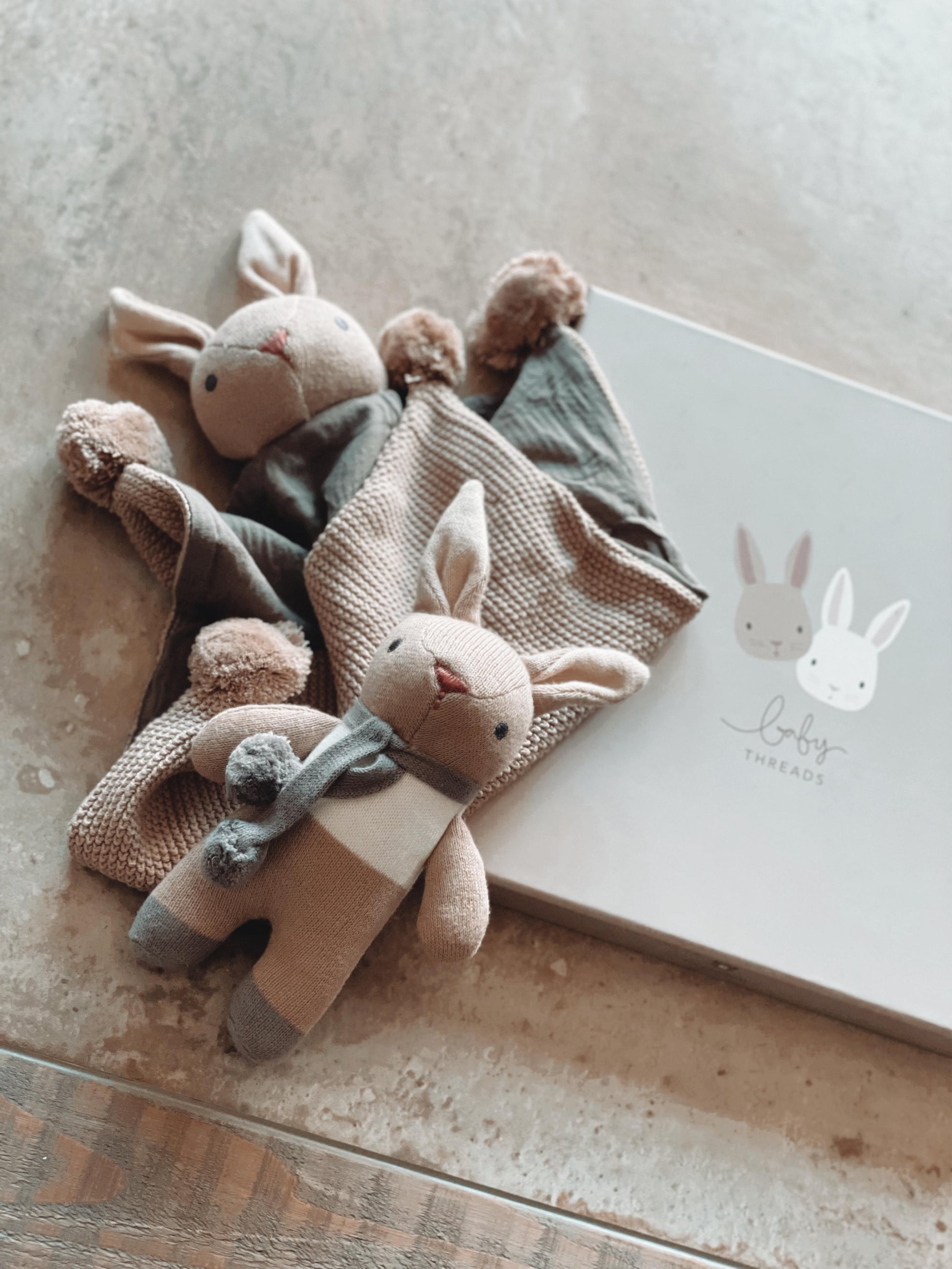 Threadbear Designs Little Bunny Baby Gift Set in Taupe